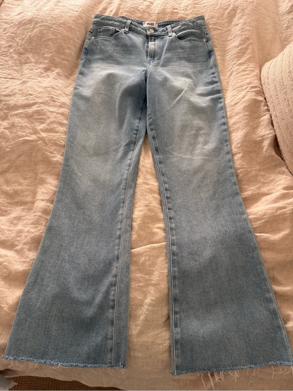 PAIGE Light Blue High-Rise Flare Jeans